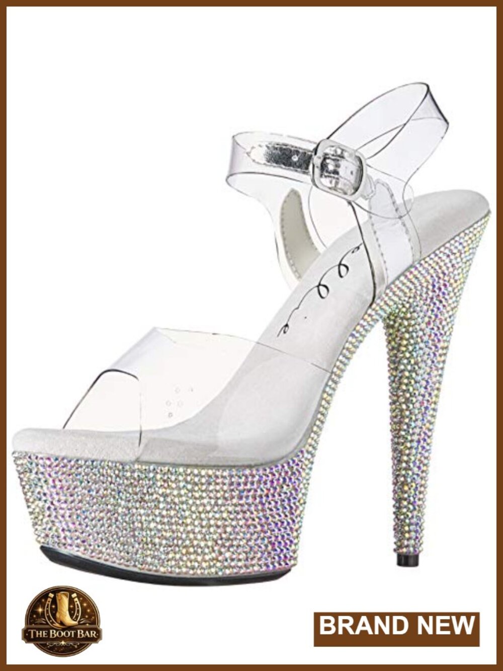 Rhinestone Platform Sandal Heeled Dressy Party Shoe